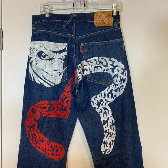 Early 90s Evisu Vintage Baggy Denim Blue Jeans Gorilla